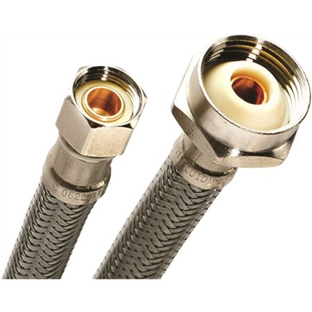FLUIDMASTER 3/8in. Comp x 7/8in. Ballcock x 12in.L Pro Series Braised Stainless Steel Metal Nut Toilet Connector PRO1T12M